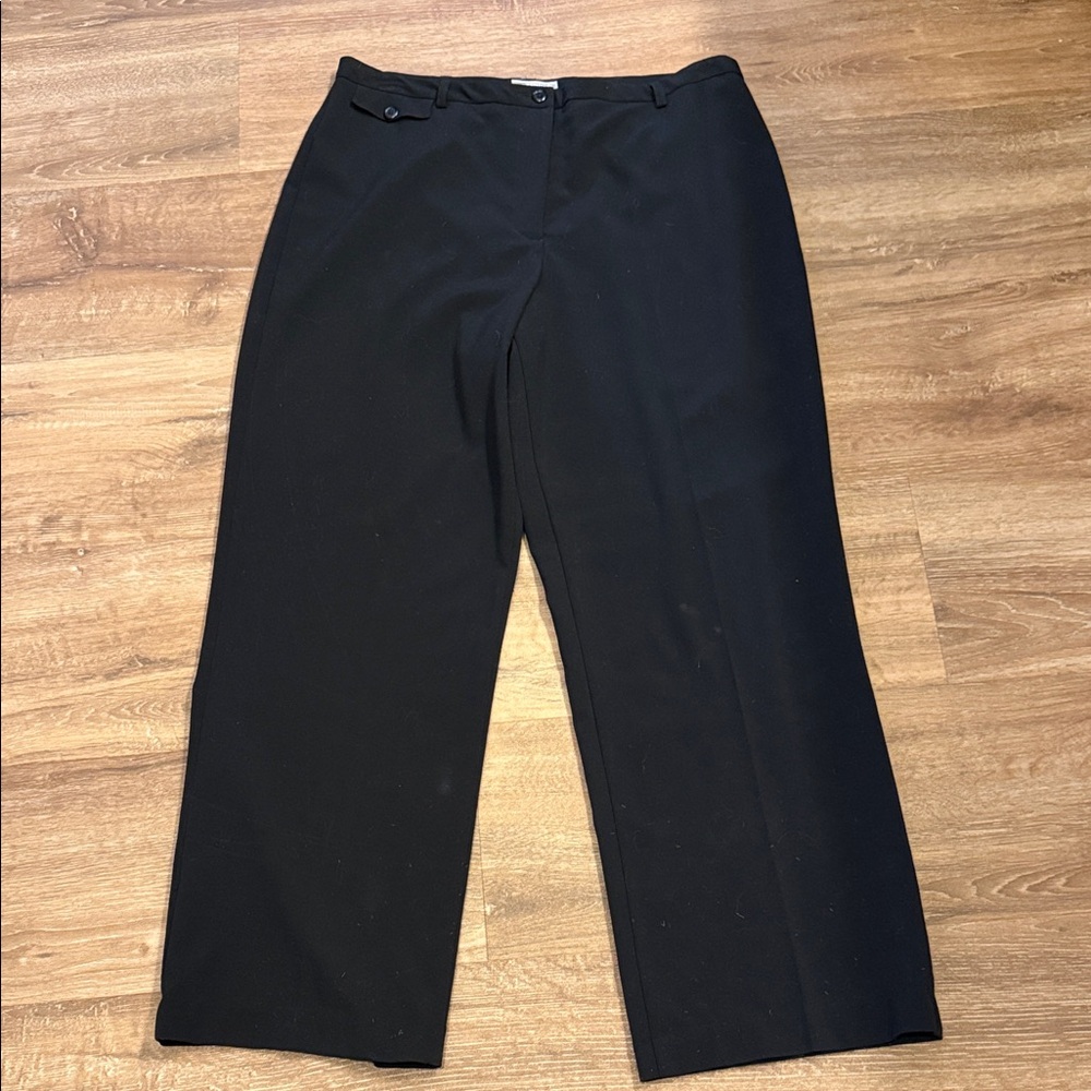 Investments (Macy's) Classic Black Dress Pants High Rise Straight Wide Leg 12P